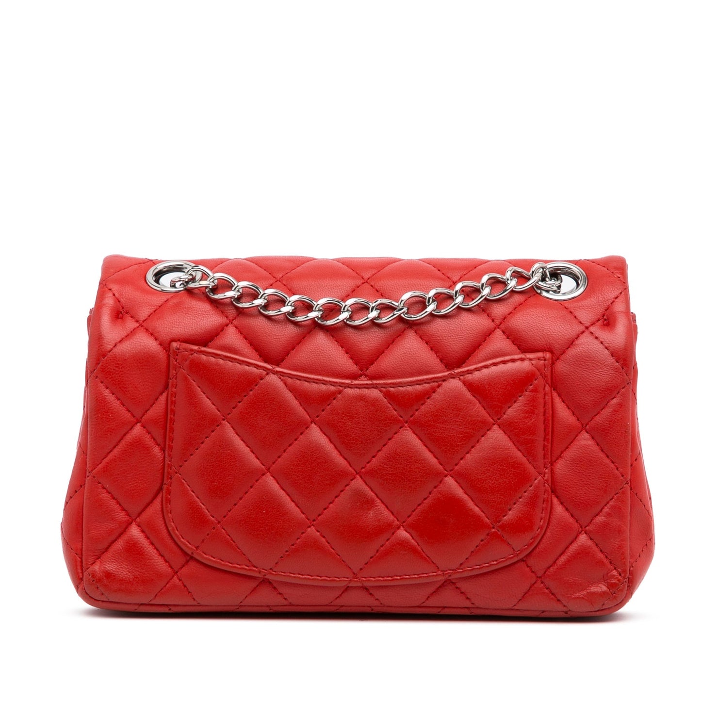 Chanel New Mini Rectangular Classic Lambskin Single Flap Red