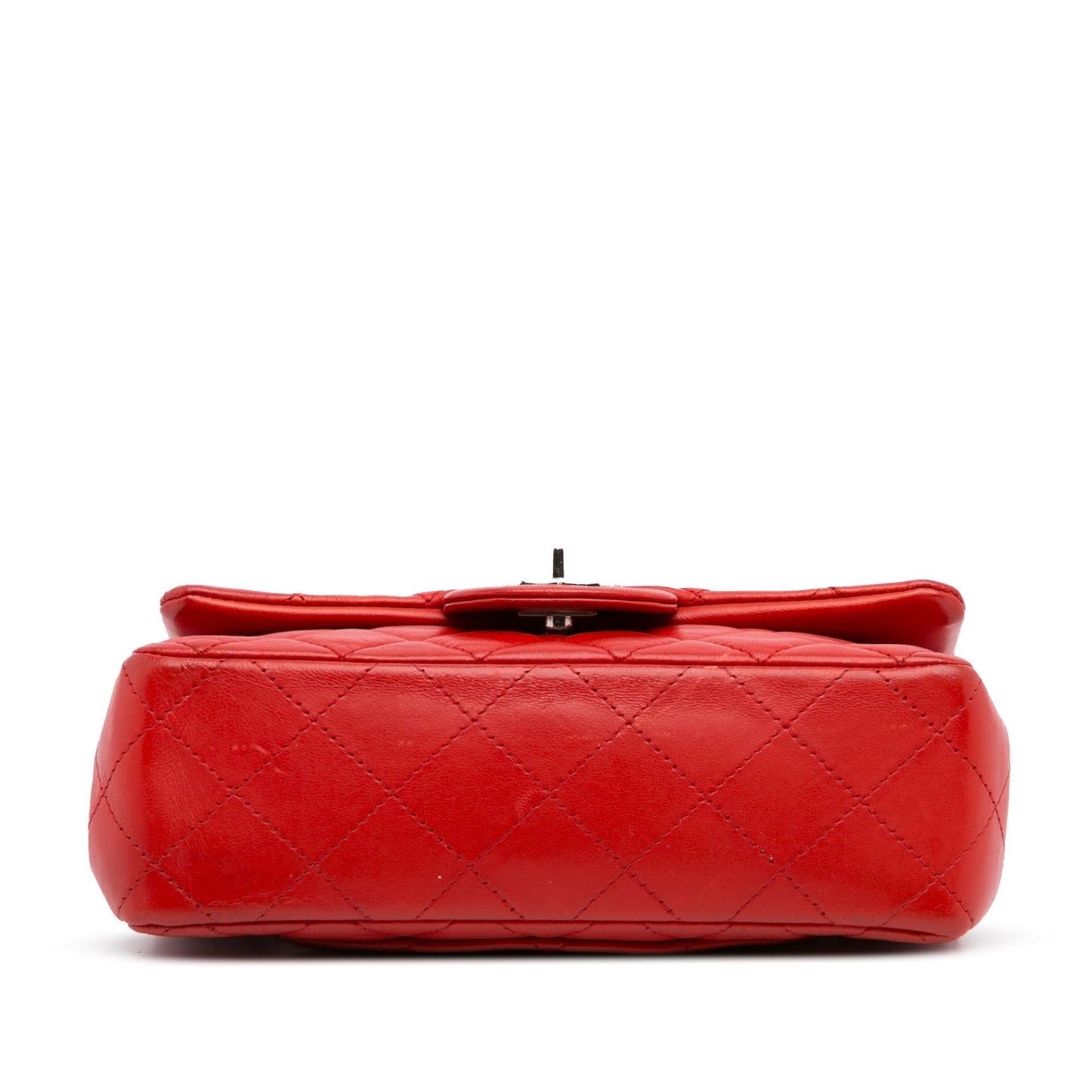 Chanel New Mini Rectangular Classic Lambskin Single Flap Red