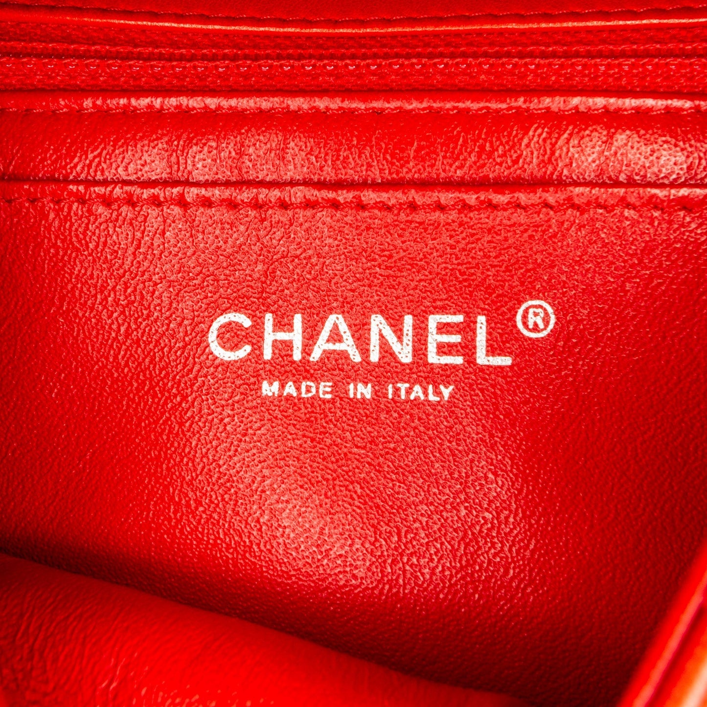 Chanel New Mini Rectangular Classic Lambskin Single Flap Red