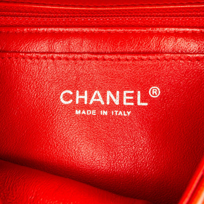 Chanel New Mini Rectangular Classic Lambskin Single Flap Red