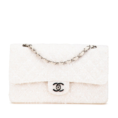 Chanel Medium Classic Tweed Double Flap White