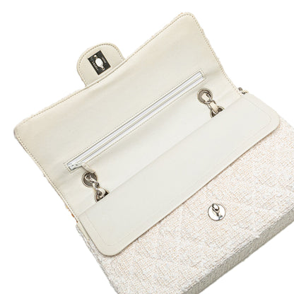 Chanel Medium Classic Tweed Double Flap White