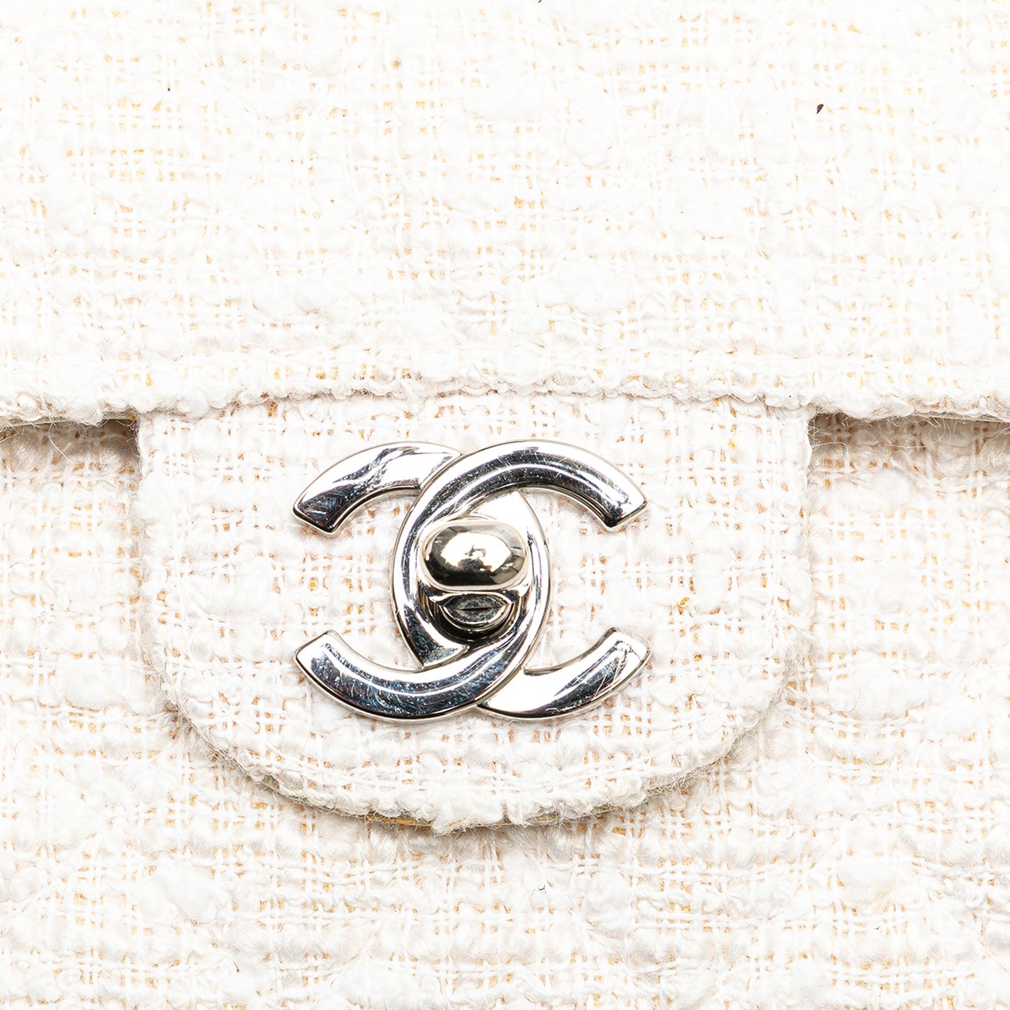 Chanel Medium Classic Tweed Double Flap White