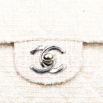 Chanel Medium Classic Tweed Double Flap White