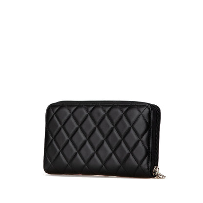 Chanel Lambskin Cambon Ligne Zip Around Long Wallet Black