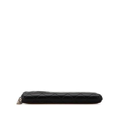 Chanel Lambskin Cambon Ligne Zip Around Long Wallet Black