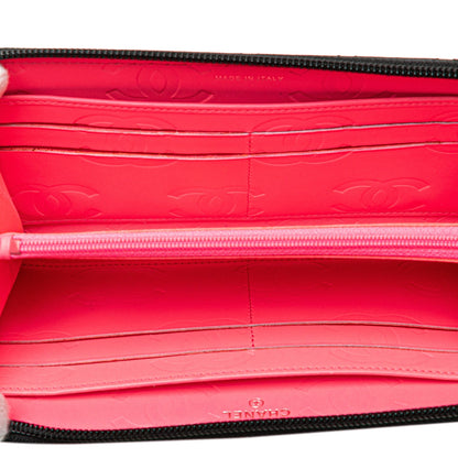 Chanel Lambskin Cambon Ligne Zip Around Long Wallet Black