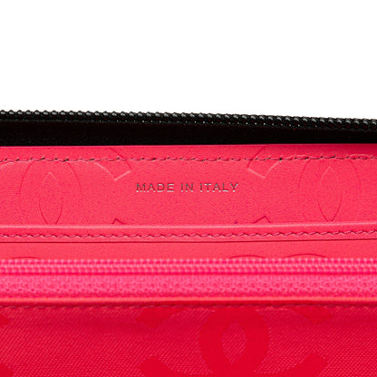 Chanel Lambskin Cambon Ligne Zip Around Long Wallet Black