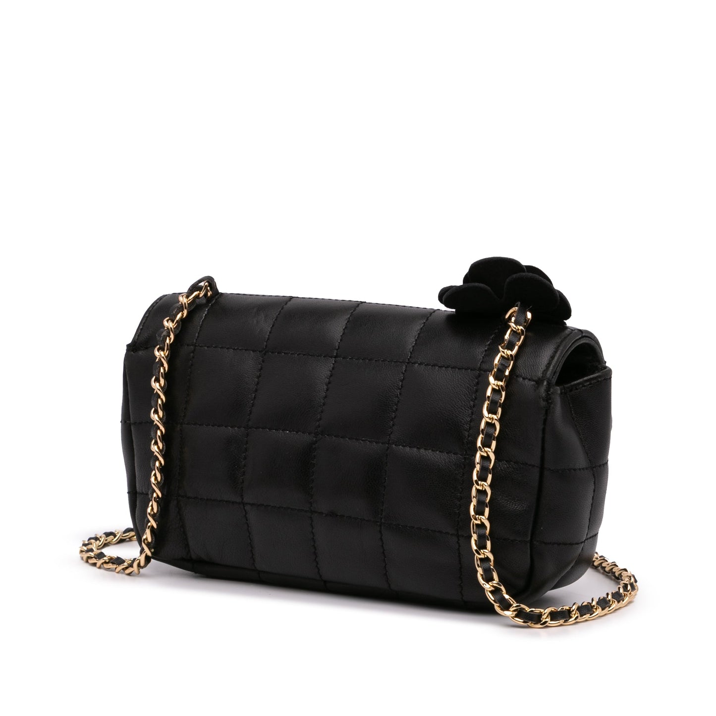 Chanel Extra Mini Camellia Choco Bar Lambskin Flap Black