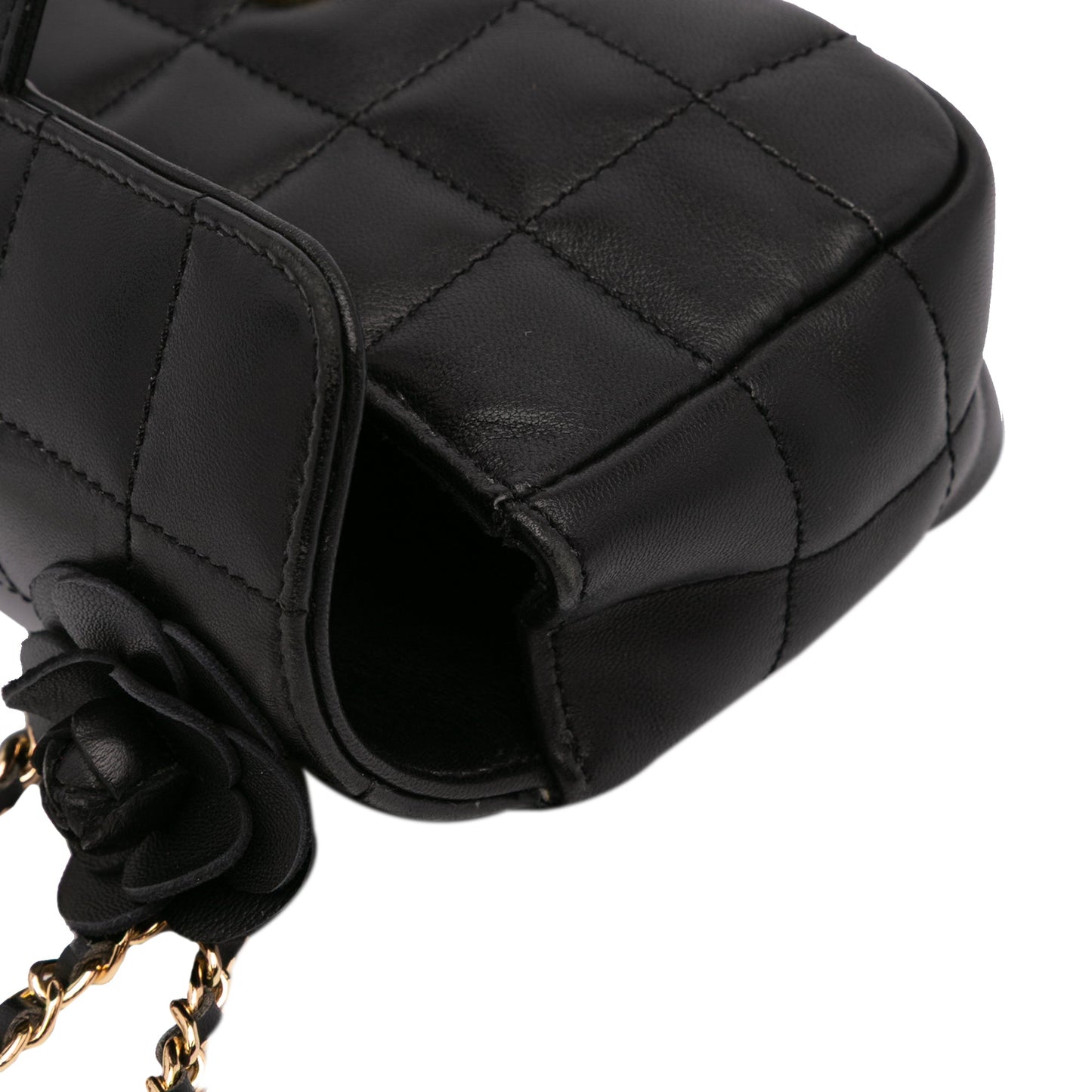 Chanel Extra Mini Camellia Choco Bar Lambskin Flap Black