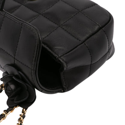 Chanel Extra Mini Camellia Choco Bar Lambskin Flap Black