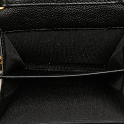 Chanel Quilted Caviar Boy Card Holder with Chain Black