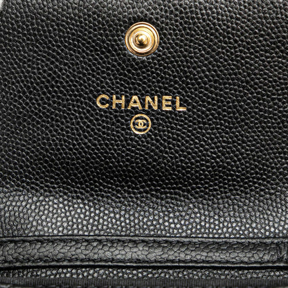 Chanel Quilted Caviar Boy Card Holder with Chain Black
