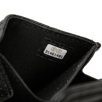 Chanel Quilted Caviar Boy Card Holder with Chain Black