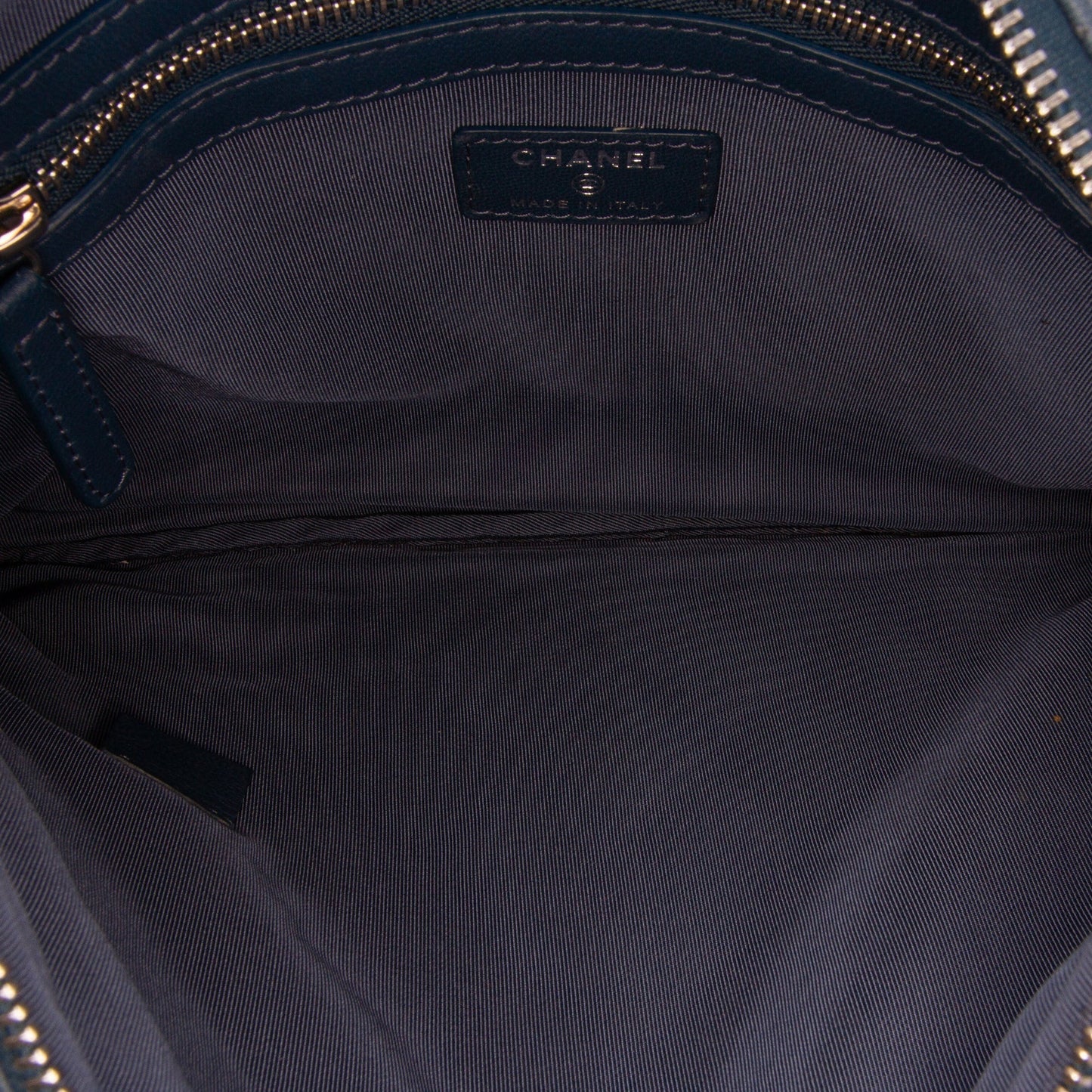 Chanel Medium Quilted Lambskin O Case Clutch Blue
