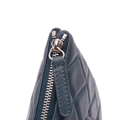 Chanel Medium Quilted Lambskin O Case Clutch Blue
