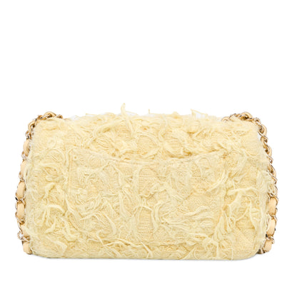 Chanel Mini Rectangular Classic Tweed Fringed Single Flap Yellow