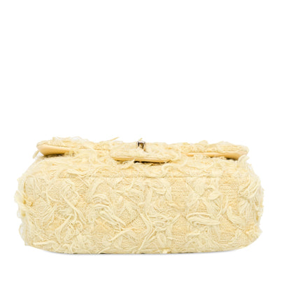 Chanel Mini Rectangular Classic Tweed Fringed Single Flap Yellow