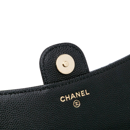 Chanel CC Quilted Caviar Flap Phone Holder Wallet on Chain Black