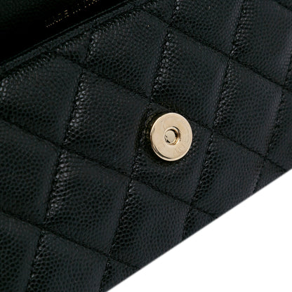 Chanel CC Quilted Caviar Flap Phone Holder Wallet on Chain Black