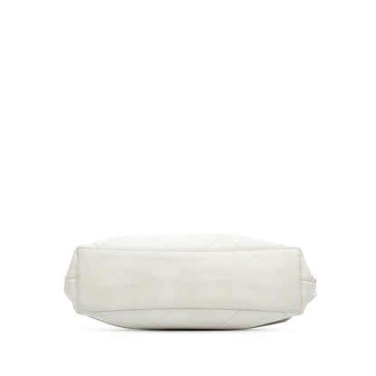 Chanel Quilted Calfskin CC Lock Chain Shopping Tote White