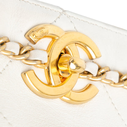 Chanel Quilted Calfskin CC Lock Chain Shopping Tote White