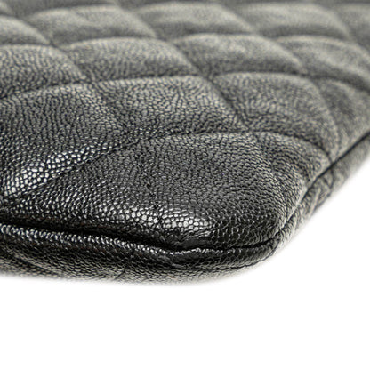 Chanel Medium Quilted Caviar Boy O Case Clutch Black