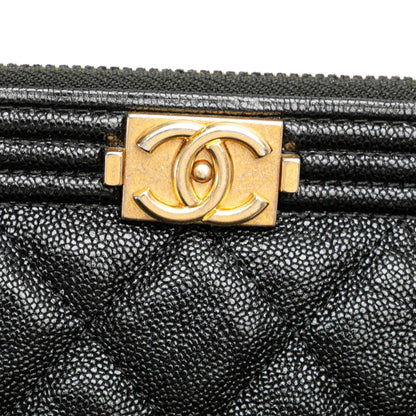 Chanel Medium Quilted Caviar Boy O Case Clutch Black