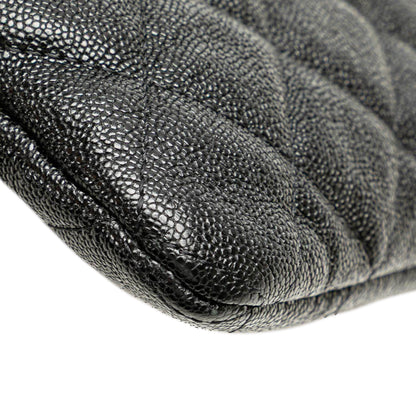 Chanel Medium Quilted Caviar Boy O Case Clutch Black