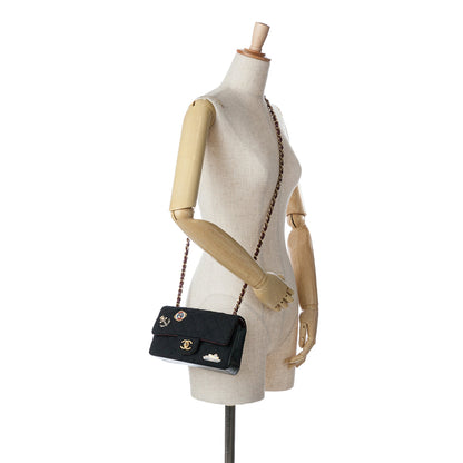Chanel Mini Rectangular Felt Paris-Hamburg Charms Flap Black