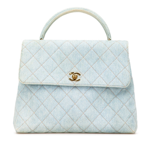 Chanel Denim Kelly Top Handle Bag Blue