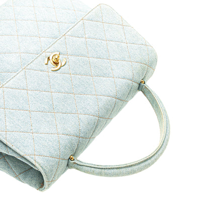 Chanel Denim Kelly Top Handle Bag Blue