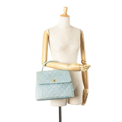 Chanel Denim Kelly Top Handle Bag Blue