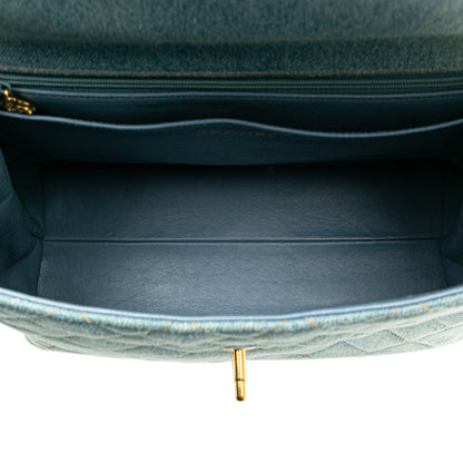 Chanel Denim Kelly Top Handle Bag Blue