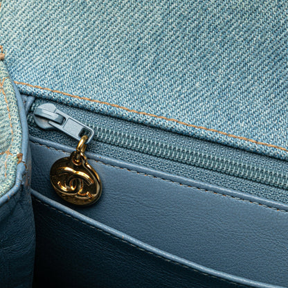 Chanel Denim Kelly Top Handle Bag Blue