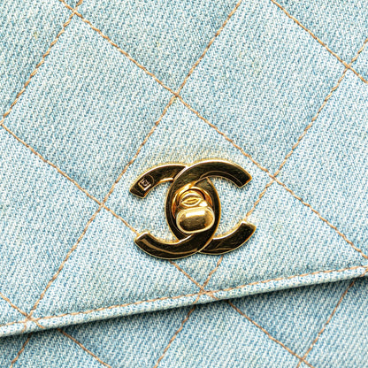 Chanel Denim Kelly Top Handle Bag Blue
