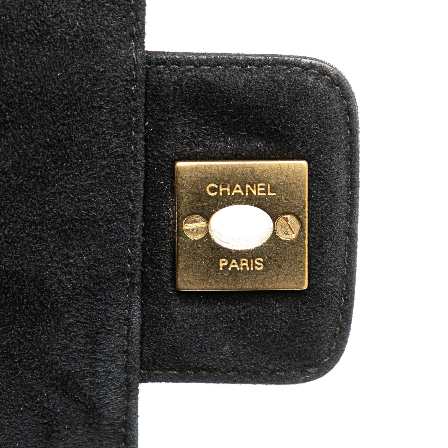 Chanel Choco Bar Suede Stitched Chain Flap Black