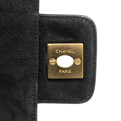 Chanel Choco Bar Suede Stitched Chain Flap Black