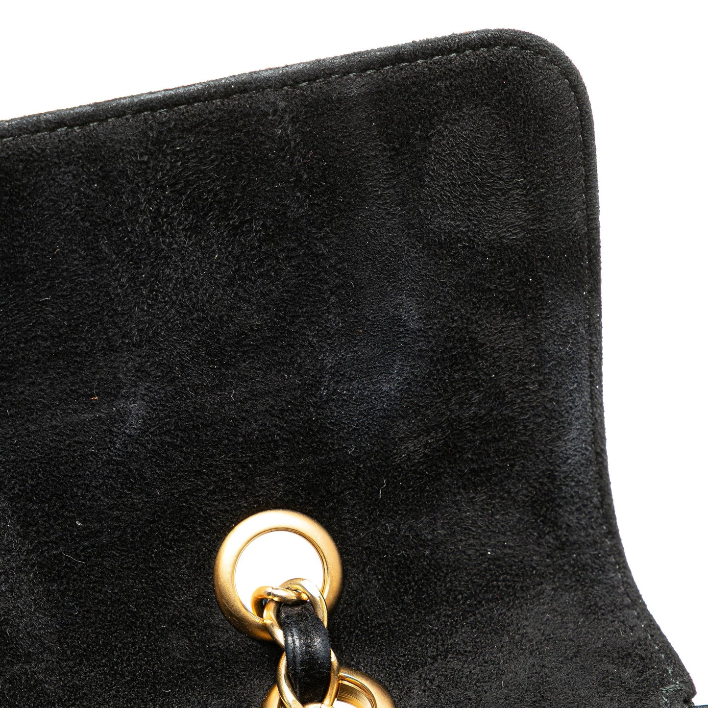 Chanel Choco Bar Suede Stitched Chain Flap Black