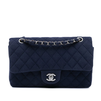 Chanel Medium Classic Jersey Double Flap Blue