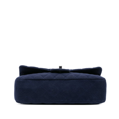 Chanel Medium Classic Jersey Double Flap Blue