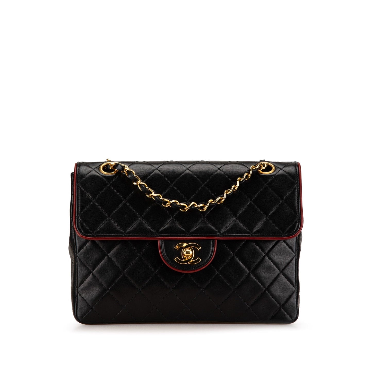 Chanel CC Bicolor Quilted Lambskin Single Flap Black