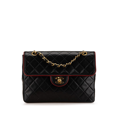 Chanel CC Bicolor Quilted Lambskin Single Flap Black
