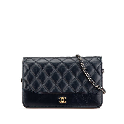 Chanel Quilted Aged Calfskin Gabrielle Wallet On Chain Black
