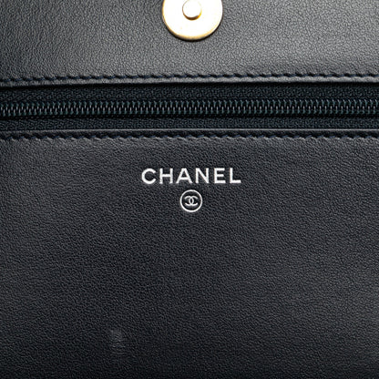 Chanel Quilted Aged Calfskin Gabrielle Wallet On Chain Black