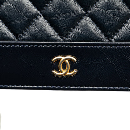 Chanel Quilted Aged Calfskin Gabrielle Wallet On Chain Black