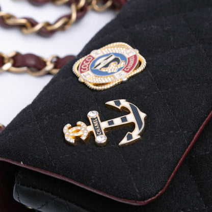 Chanel Mini Rectangular Classic Jersey Sailor Single Flap Blue