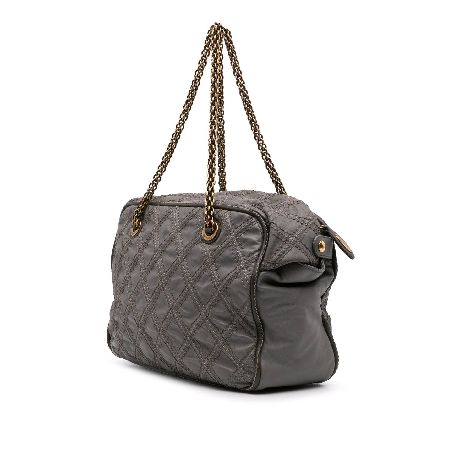 Chanel CC Quilted Calfskin Triptych Tote Gray