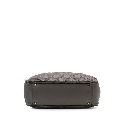 Chanel CC Quilted Calfskin Triptych Tote Gray