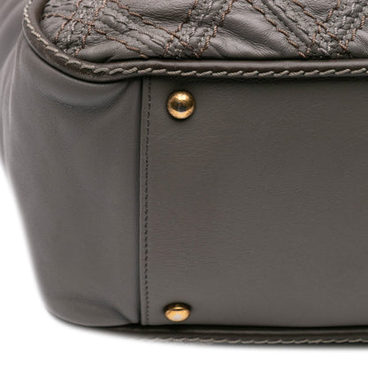 Chanel CC Quilted Calfskin Triptych Tote Gray